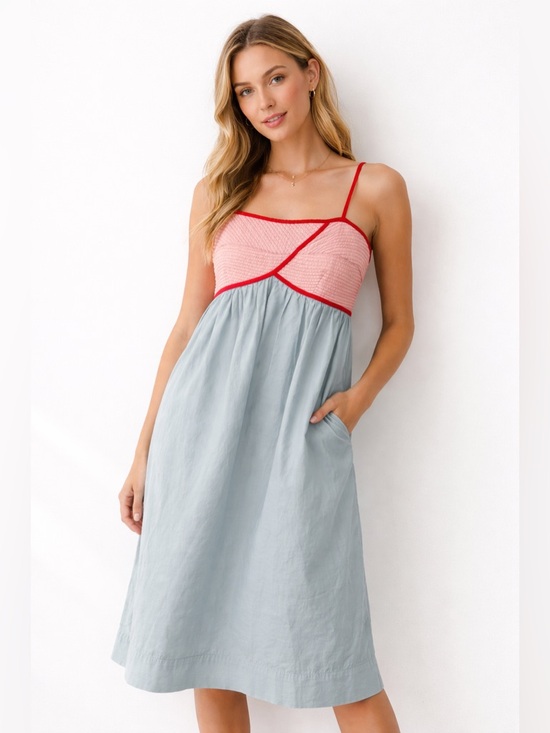 Anthropologie Other - ❌SOLD❌Lilka by Anthropologie Pink & Light Blue Smocked Mini Sundress Size L